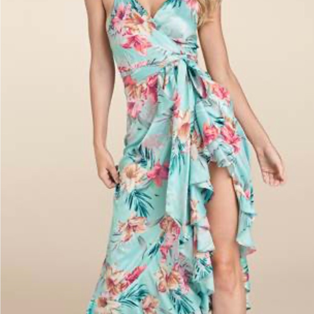 Floral print wrap dress